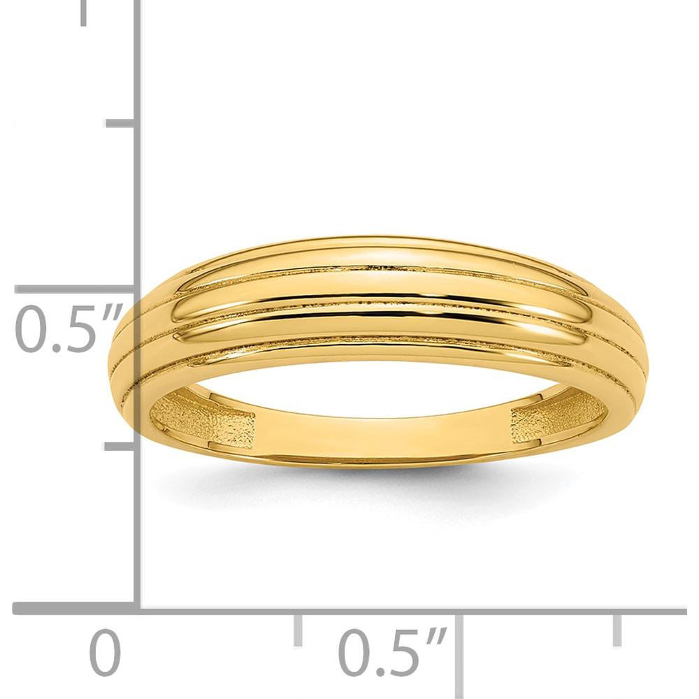 14K Yellow Gold Polished Grooved Graduated Band Ring - 2mm Width by 0