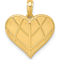 14K Yellow Gold Polished Grooved Heart Pendant - 21mm x 17.8mm by Oro Pregiato