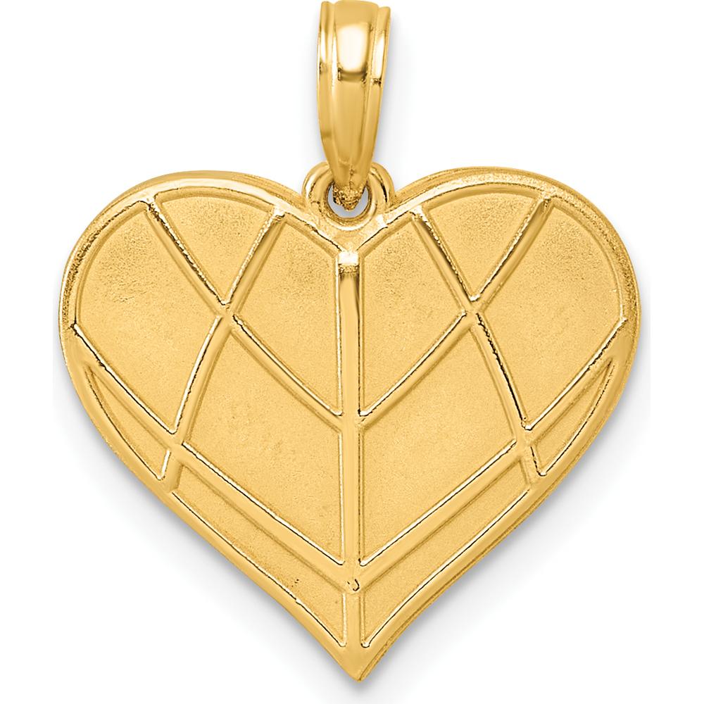 14K Yellow Gold Polished Grooved Heart Pendant - 21mm x 17.8mm by Oro Pregiato