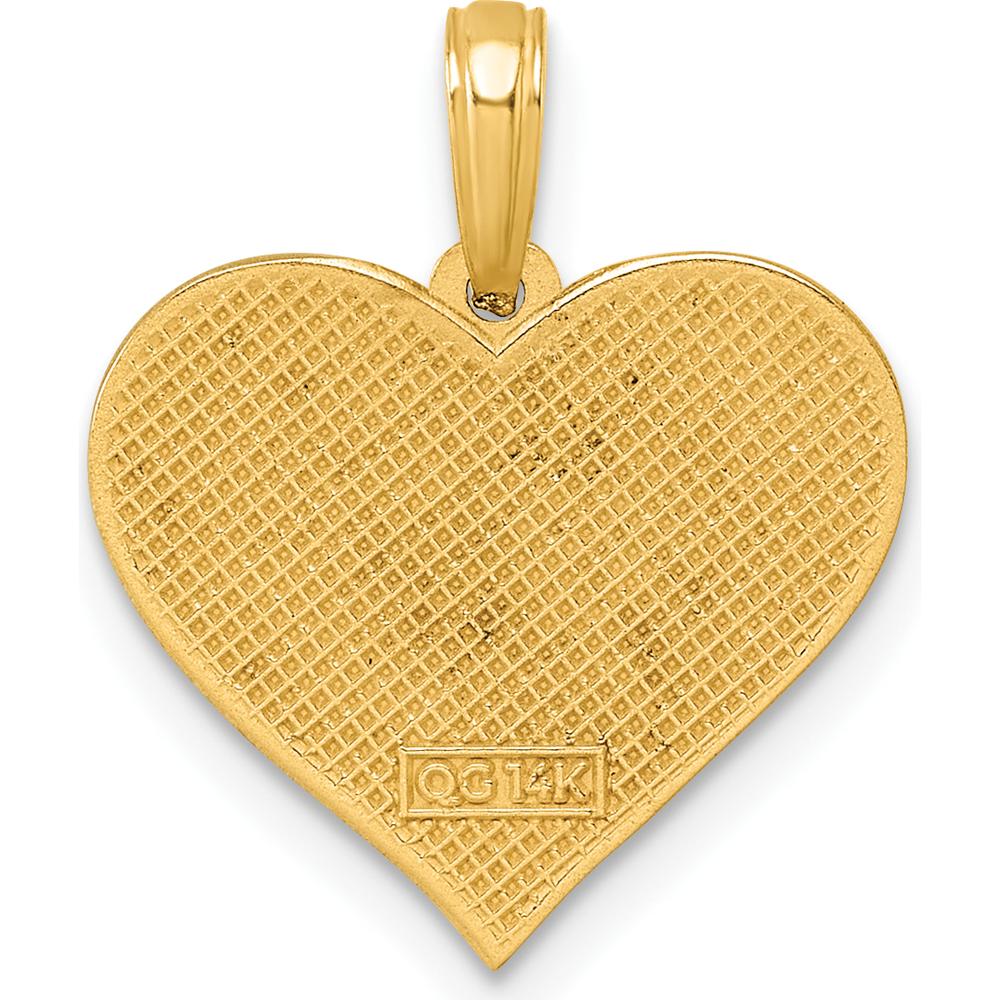 14K Yellow Gold Polished Grooved Heart Pendant - 21mm x 17.8mm by Oro Pregiato
