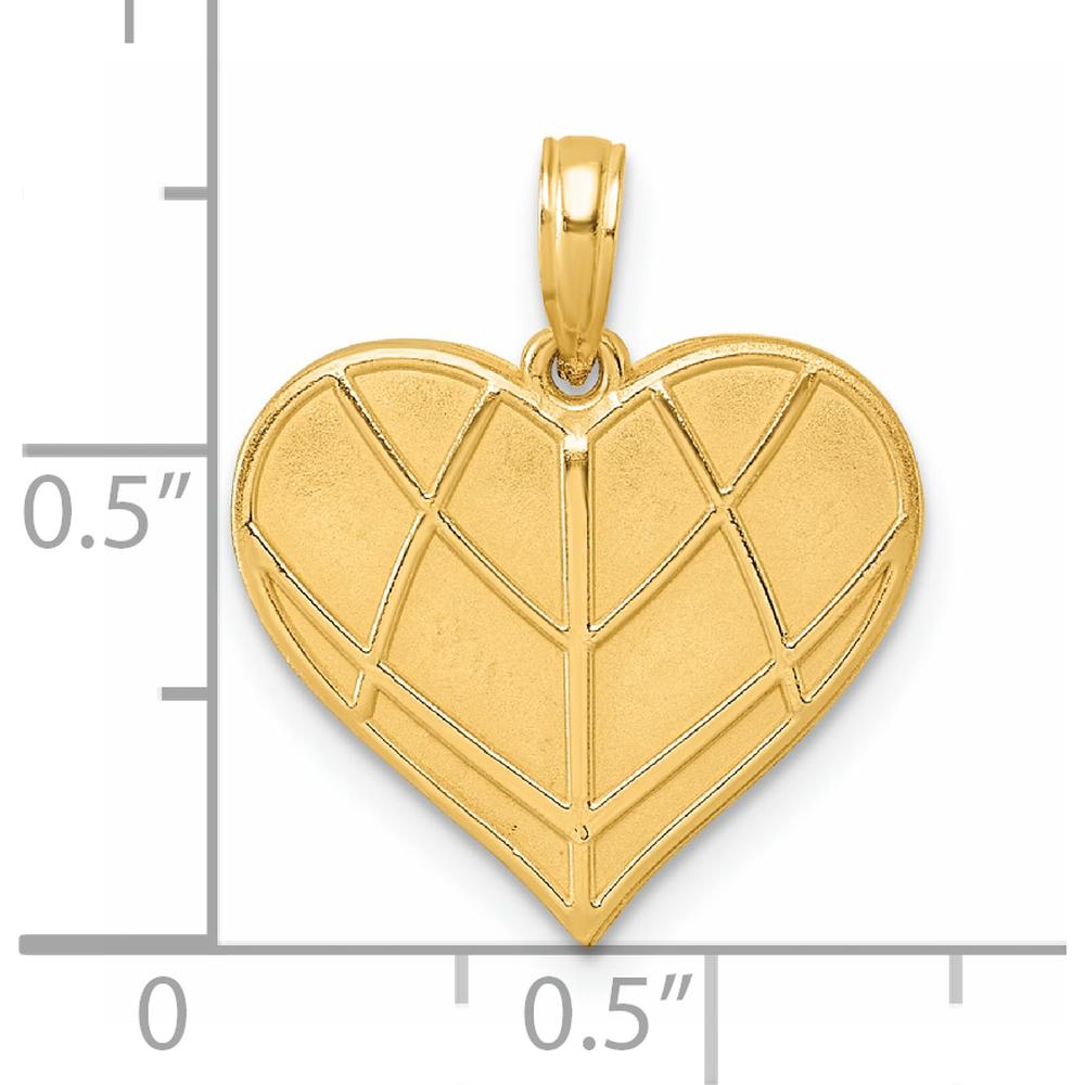 14K Yellow Gold Polished Grooved Heart Pendant - 21mm x 17.8mm by Oro Pregiato