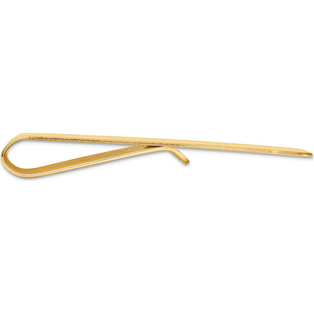 14K Yellow Gold Polished Grooved Men's Money Clip - 52mm Length by Oro Pregiato