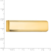14K Yellow Gold Polished Grooved Men's Money Clip - 52mm Length by Oro Pregiato