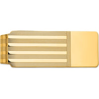 14K Yellow Gold Polished Grooved Money Clip with Engravable Surface by Oro Pregiato