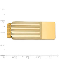 14K Yellow Gold Polished Grooved Money Clip with Engravable Surface by Oro Pregiato