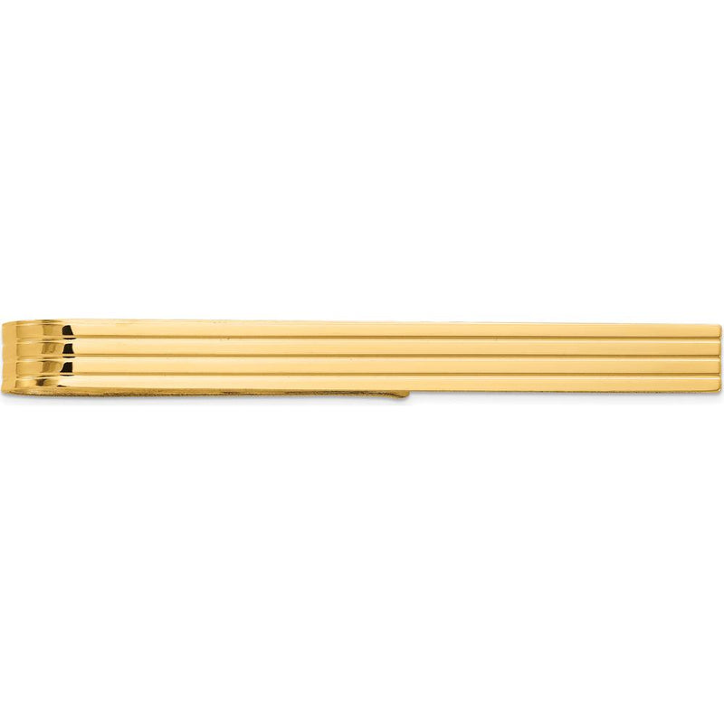 14K Yellow Gold Polished Grooved Tie Bar - 50mm Solid Men's Accessory by Oro Pregiato