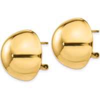 14K Yellow Gold Polished Half Ball Button Earrings with Omega Back Closure by 0