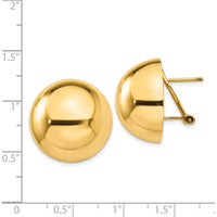 14K Yellow Gold Polished Half Ball Button Earrings with Omega Back Closure by 0