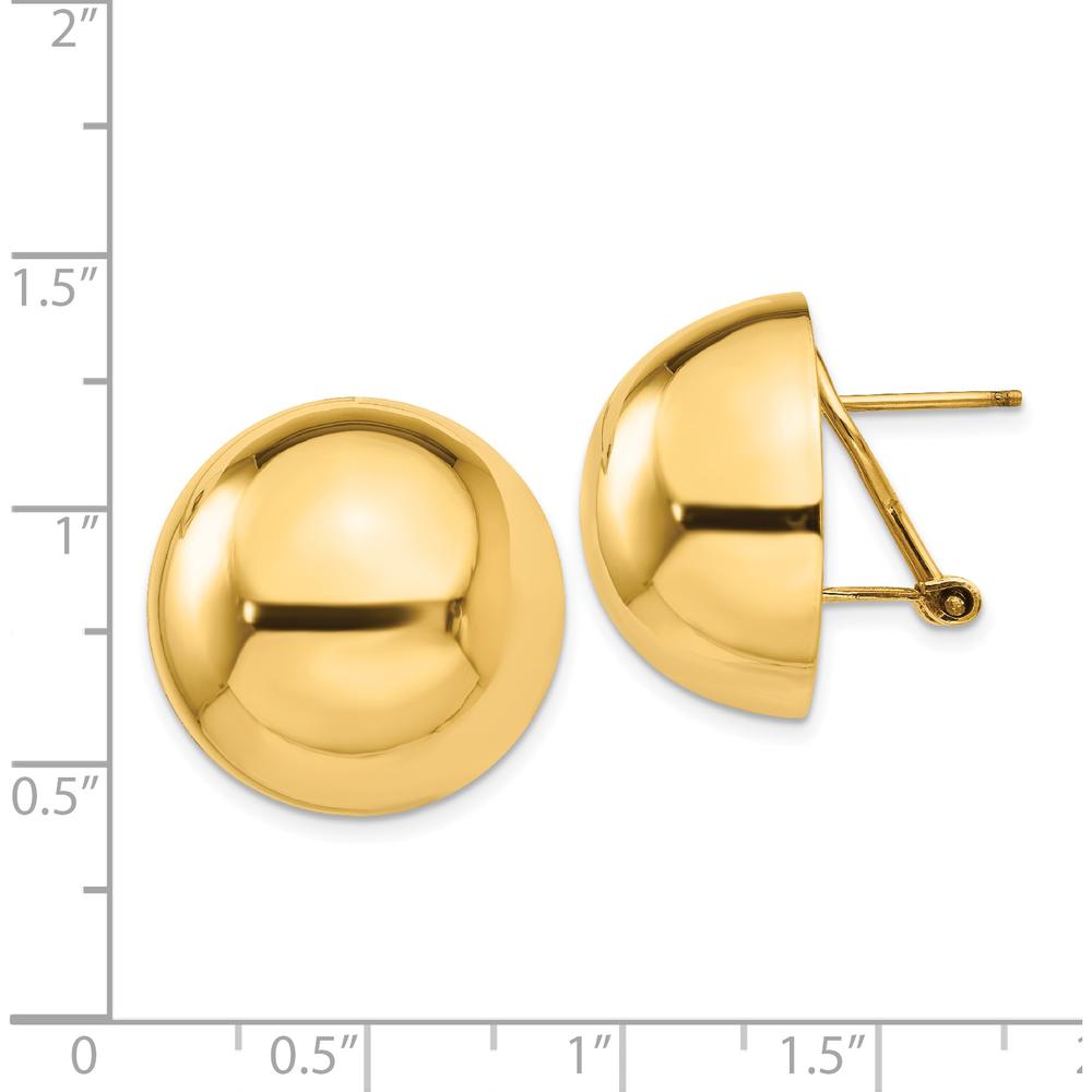 14K Yellow Gold Polished Half Ball Button Earrings with Omega Back Closure by 0
