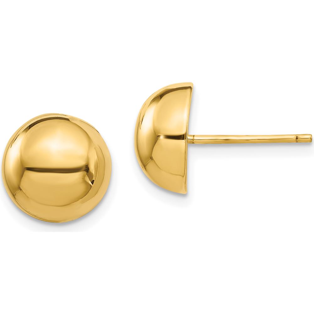 14K Yellow Gold Polished Half Ball Button Post Earrings - 10mm by Oro Pregiato