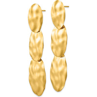 14K Yellow Gold Polished Hammered Dangle Earrings with Post & Push Back Closure - 65mm Long by Oro Pregiato
