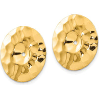 14K Yellow Gold Polished Hammered Disc Earring Jackets - 16mm Length by Oro Pregiato