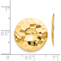 14K Yellow Gold Polished Hammered Disc Earring Jackets - 16mm Length by Oro Pregiato