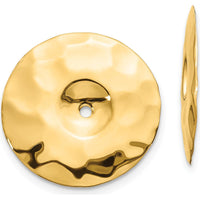14K Yellow Gold Polished Hammered Disc Earring Jackets by Oro Pregiato