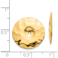 14K Yellow Gold Polished Hammered Disc Earring Jackets by Oro Pregiato