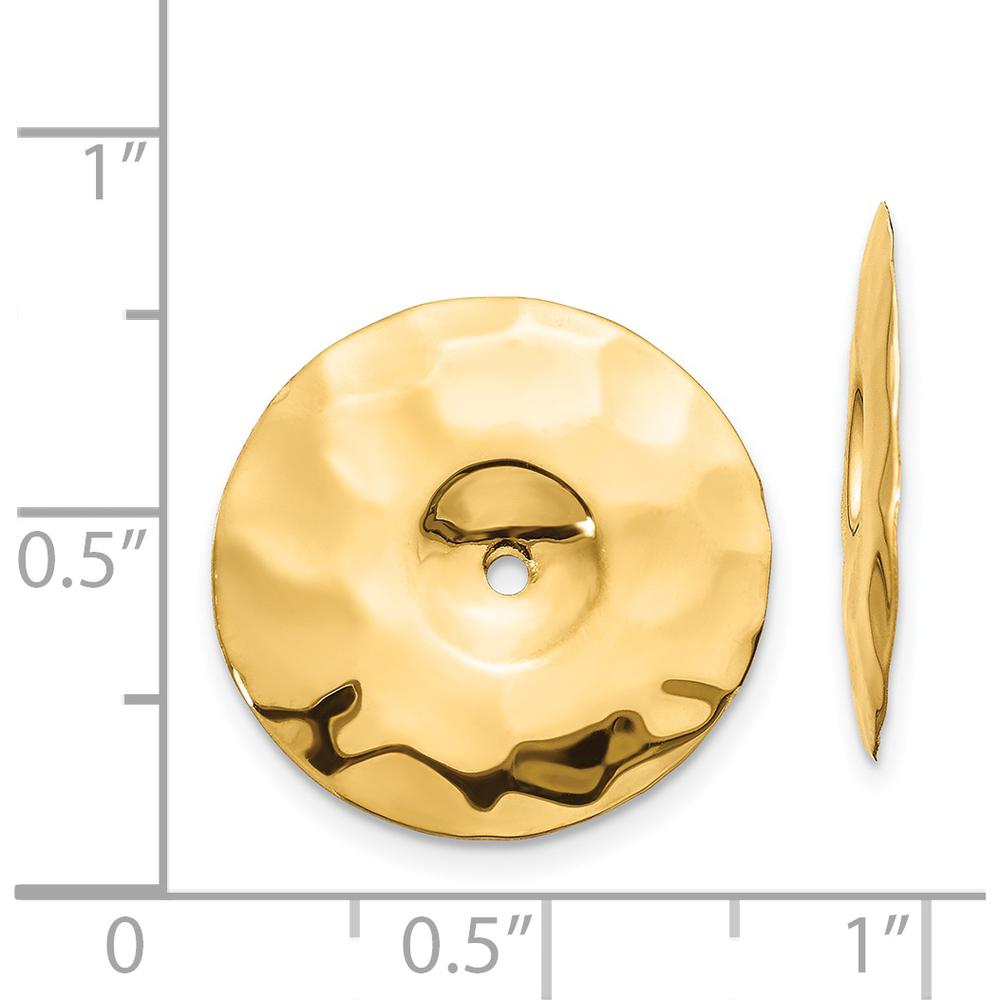 14K Yellow Gold Polished Hammered Disc Earring Jackets by Oro Pregiato