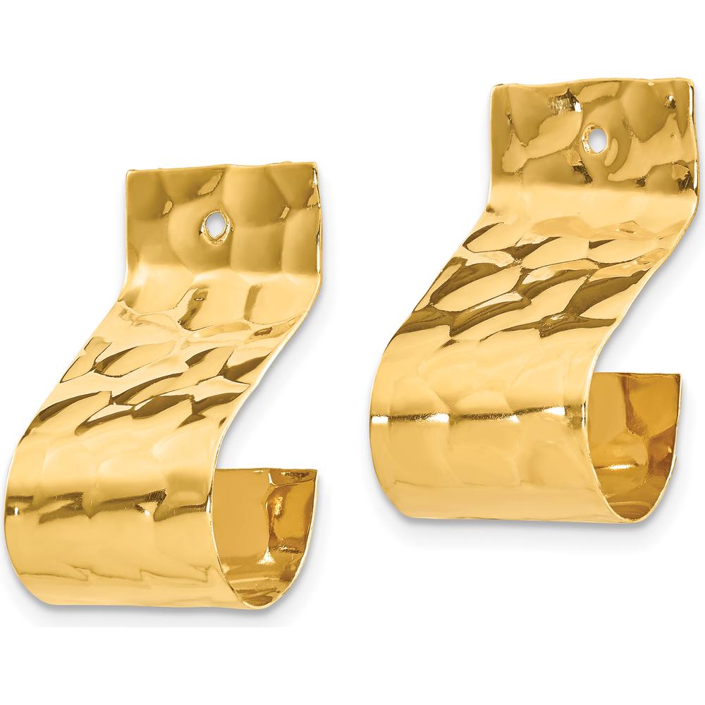 14K Yellow Gold Polished Hammered Drop Earrings - Elegant Fine Jewelry by Oro Pregiato