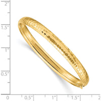 14K Yellow Gold Polished Hammered Hinged Child's Bangle - 5mm Width by Oro Pregiato