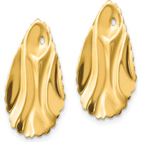 14K Yellow Gold Polished Hammered Oval Earring Jackets - Elegant Design by Oro Pregiato