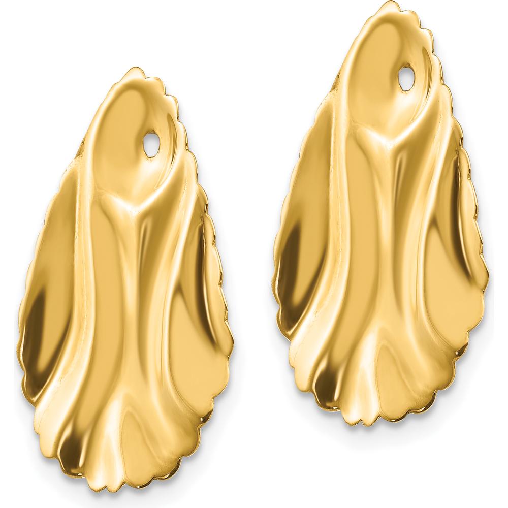 14K Yellow Gold Polished Hammered Oval Earring Jackets - Elegant Design by Oro Pregiato