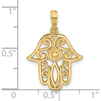 14K Yellow Gold Polished Hamsa Charm with Swirl Design by Oro Pregiato