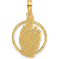 14K Yellow Gold Polished Hand Gesture in Circle Pendant - 24.25mm Length by Oro Pregiato