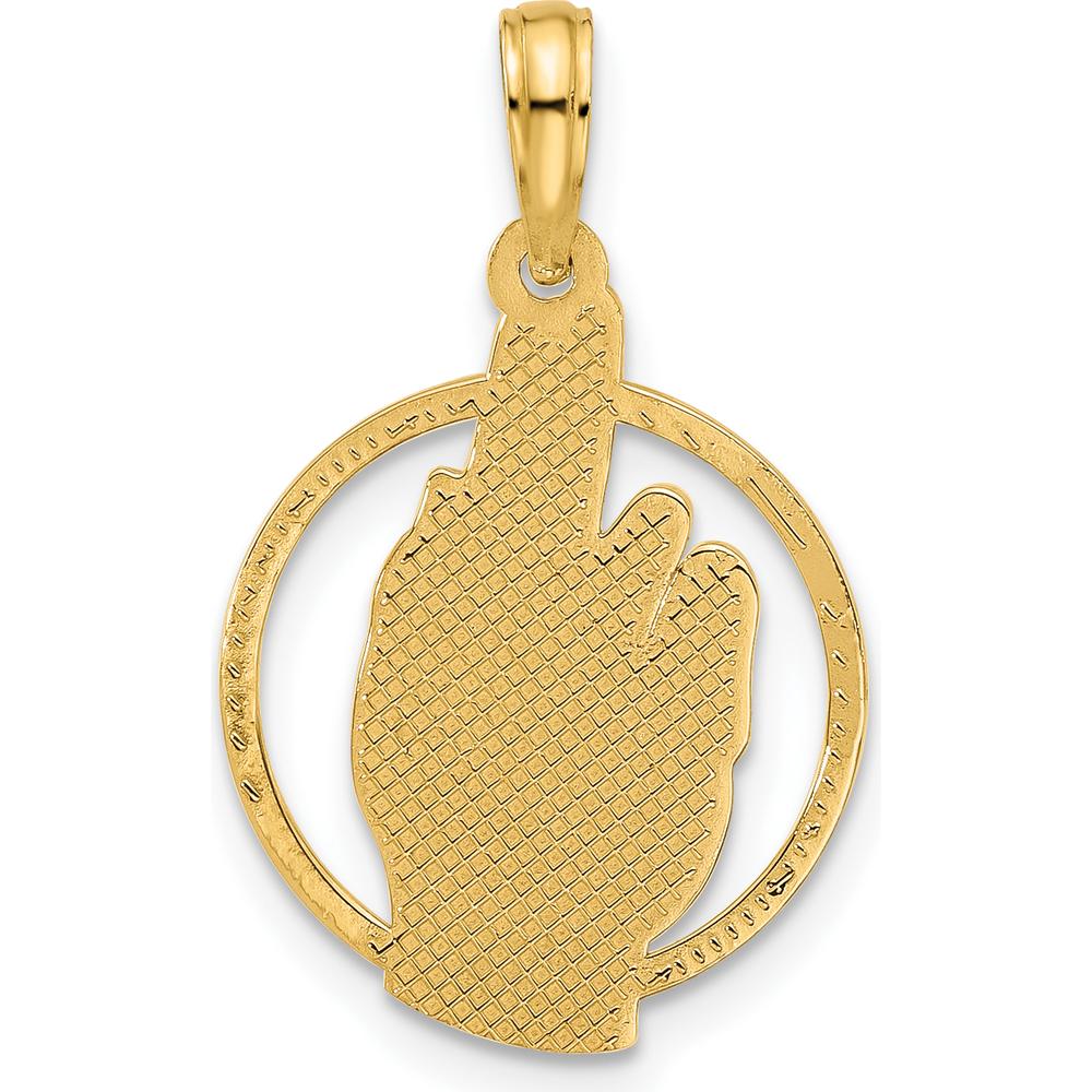14K Yellow Gold Polished Hand Gesture in Circle Pendant - 24.25mm Length by Oro Pregiato