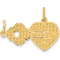 14K Yellow Gold Polished "He Who Holds The Key Can Unlock My Heart" Break-Apart Charm - 19mm x 24mm by Oro Pregiato
