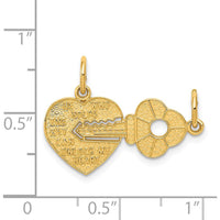 14K Yellow Gold Polished "He Who Holds The Key Can Unlock My Heart" Break-Apart Charm - 19mm x 24mm by Oro Pregiato