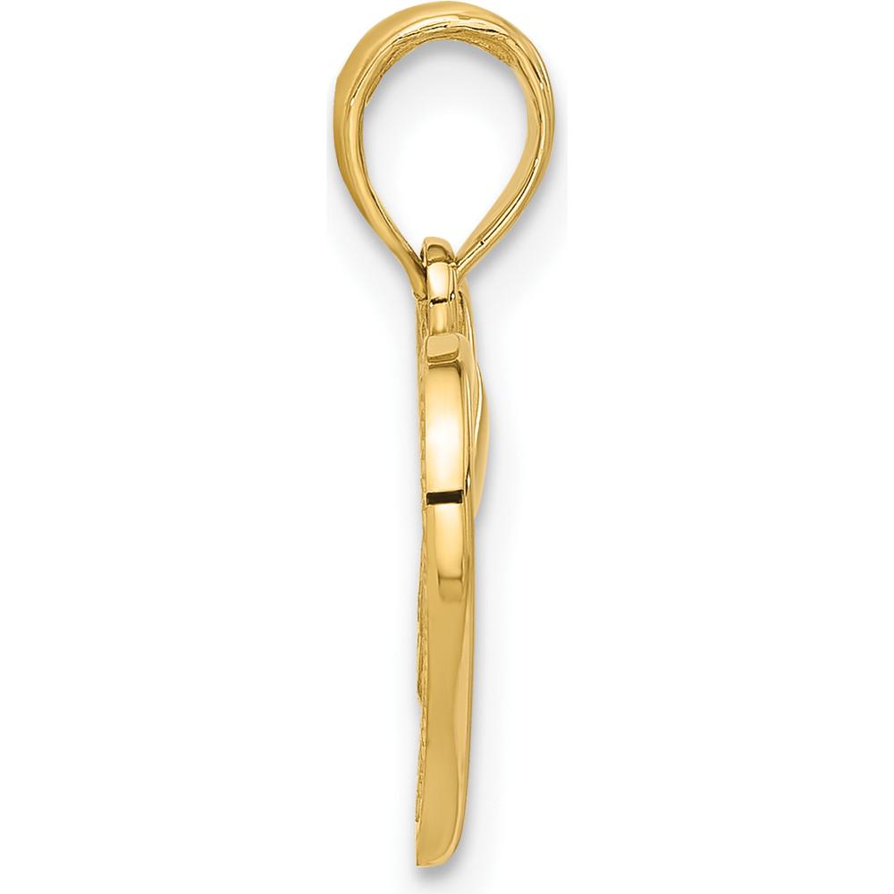 14K Yellow Gold Polished Heart and Butterfly Charm Pendant - 18.9mm Length by Oro Pregiato