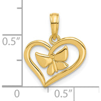 14K Yellow Gold Polished Heart and Butterfly Charm Pendant - 18.9mm Length by Oro Pregiato
