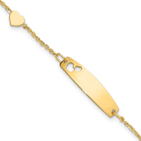 14K Yellow Gold Polished Heart and Cut-out Heart Plate Baby ID Bracelet - 5.5" Length by Oro Pregiato