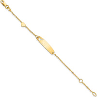 14K Yellow Gold Polished Heart and Cut-out Heart Plate Baby ID Bracelet - 5.5" Length by Oro Pregiato