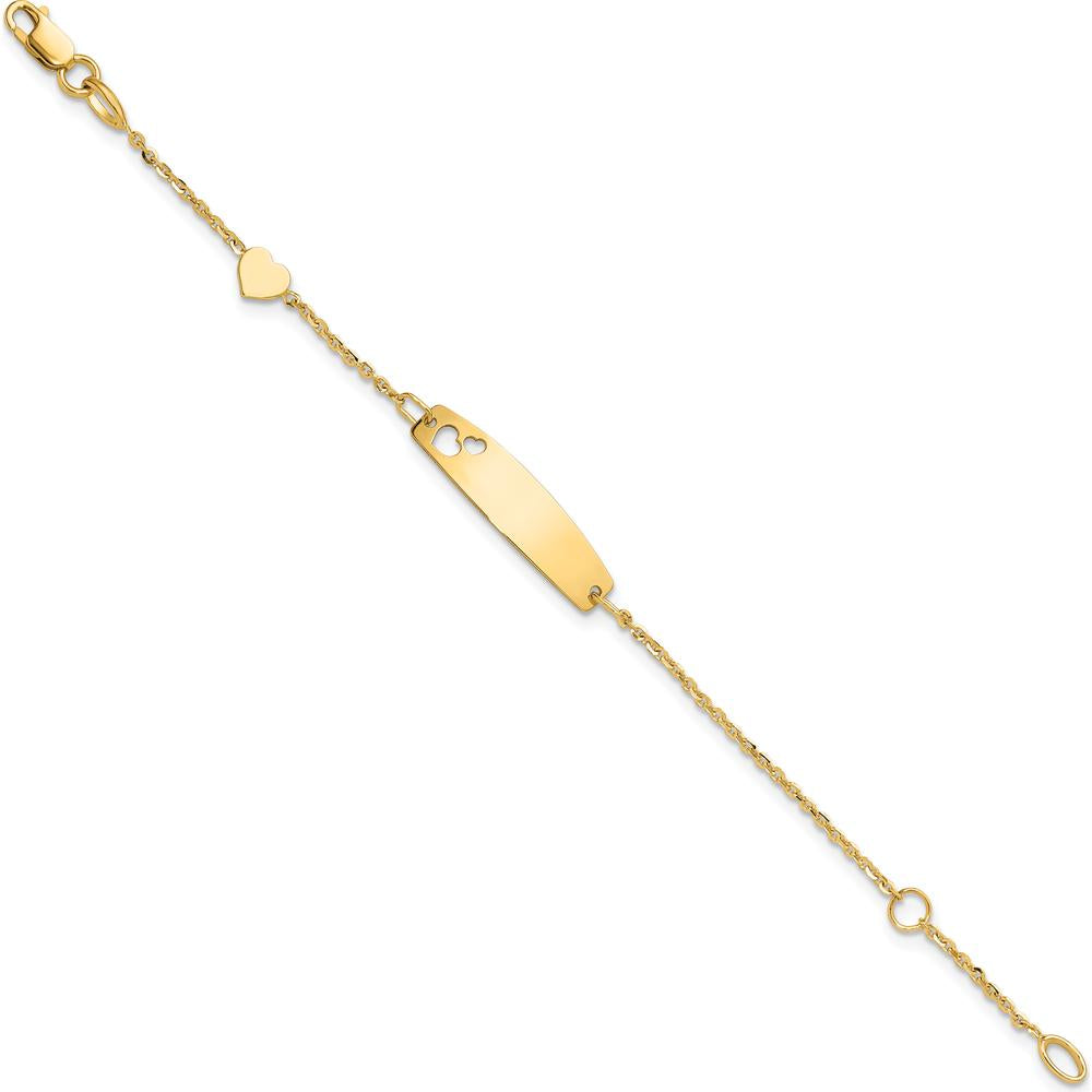 14K Yellow Gold Polished Heart and Cut-out Heart Plate Baby ID Bracelet - 5.5" Length by Oro Pregiato