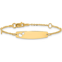 14K Yellow Gold Polished Heart and Cut-out Heart Plate Baby ID Bracelet - 5.5" Length by Oro Pregiato