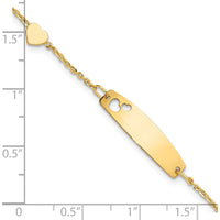 14K Yellow Gold Polished Heart and Cut-out Heart Plate Baby ID Bracelet - 5.5" Length by Oro Pregiato