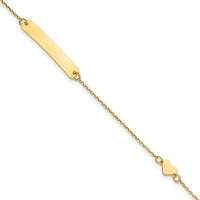 14K Yellow Gold Polished Heart and Plate 5.5" Baby/Child ID Bracelet with Engravable Plate by Oro Pregiato