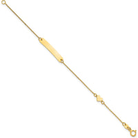 14K Yellow Gold Polished Heart and Plate 5.5" Baby/Child ID Bracelet with Engravable Plate by Oro Pregiato