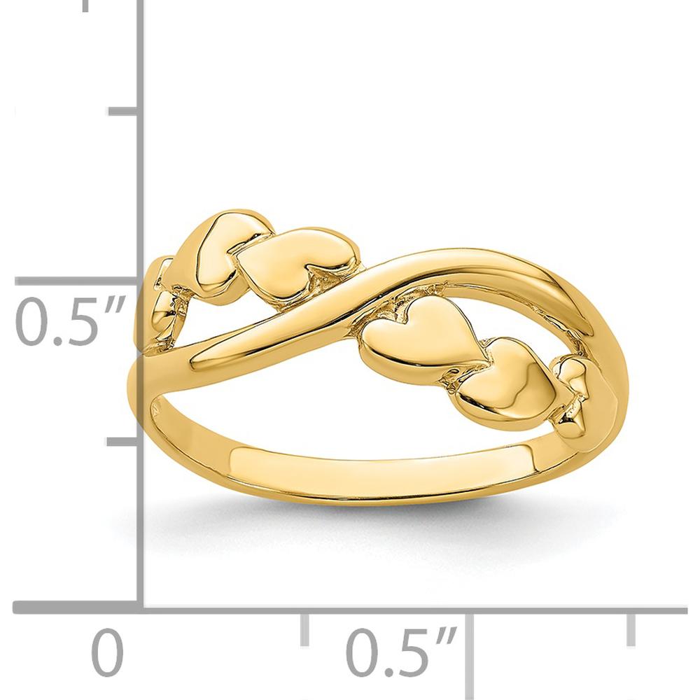 14K Yellow Gold Polished Heart Band Ring for Women by 0