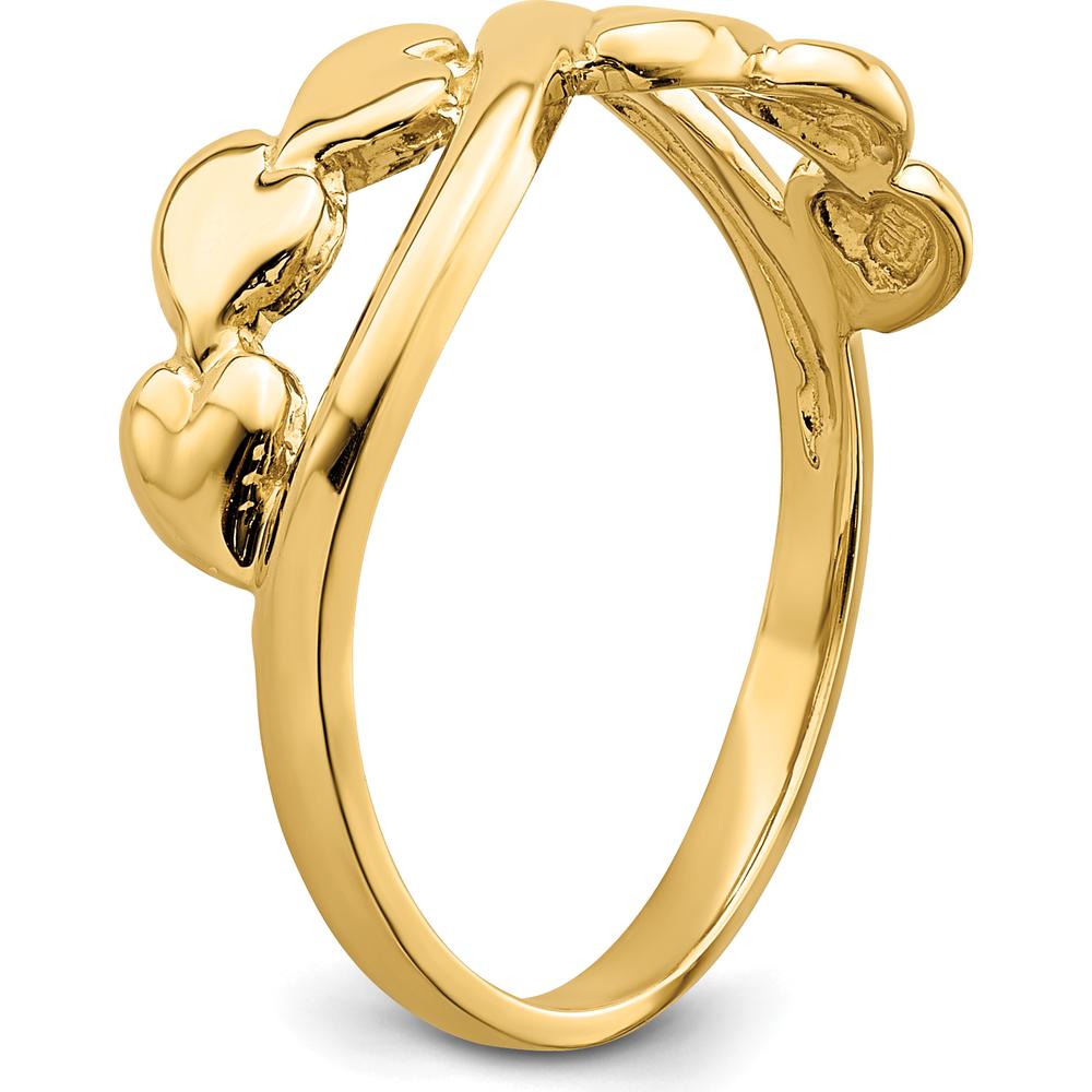 14K Yellow Gold Polished Heart Band Ring for Women by 0