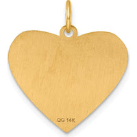 14K Yellow Gold Polished Heart Charm Pendant - Class of 2026 Engraving by Oro Pregiato