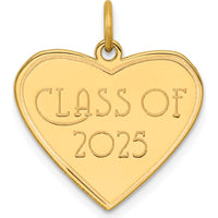 14K Yellow Gold Polished Heart Charm with "Class of 2025" Engraving by Oro Pregiato