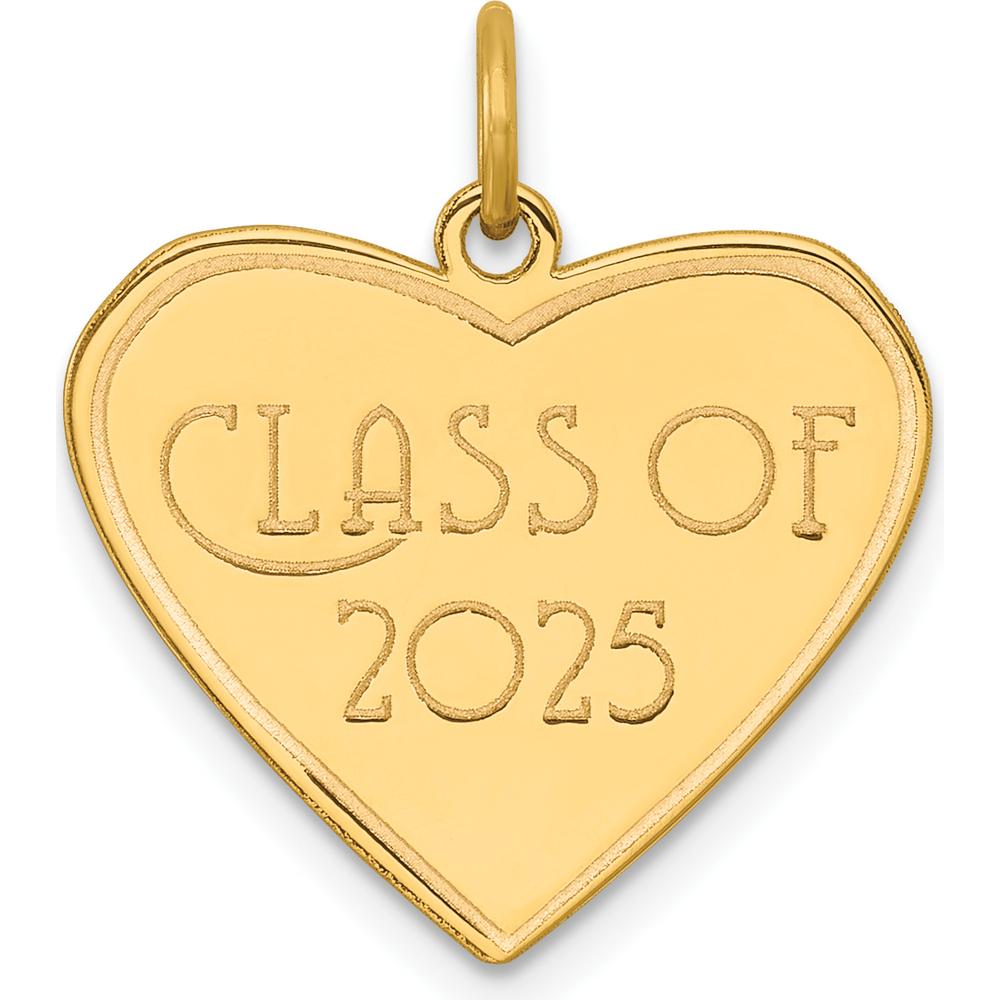 14K Yellow Gold Polished Heart Charm with "Class of 2025" Engraving by Oro Pregiato