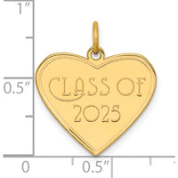 14K Yellow Gold Polished Heart Charm with "Class of 2025" Engraving by Oro Pregiato