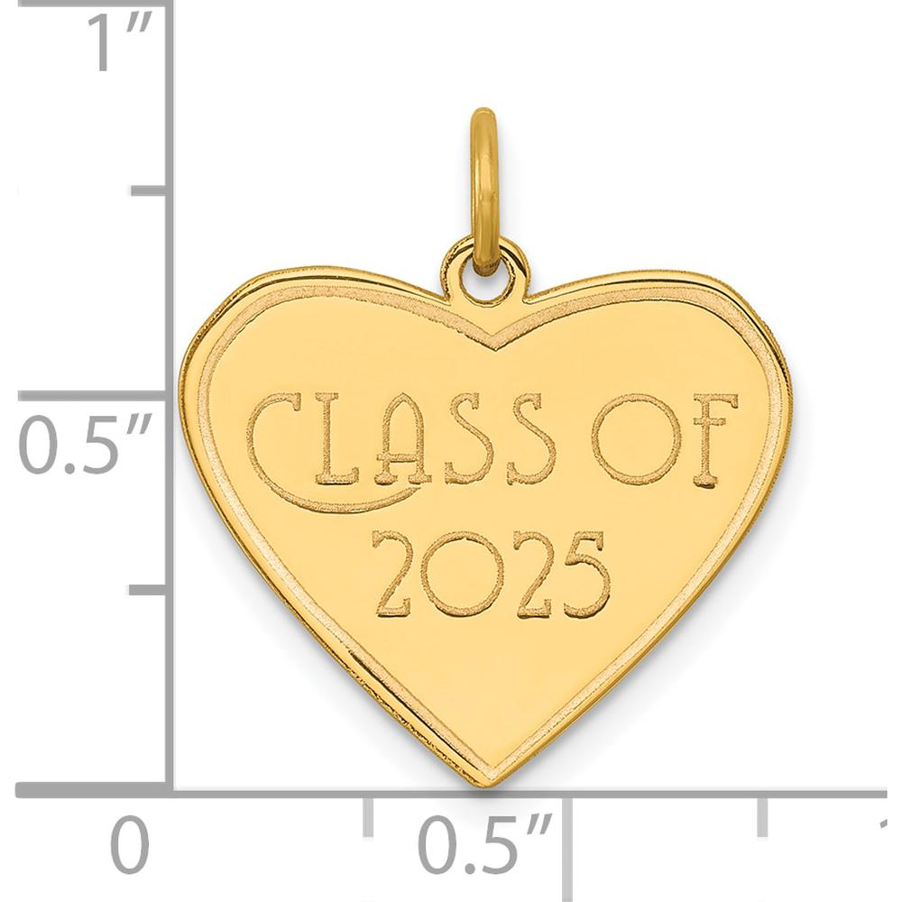 14K Yellow Gold Polished Heart Charm with "Class of 2025" Engraving by Oro Pregiato