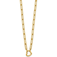 14K Yellow Gold Polished Heart Clasp 17.5" Paperclip Chain Necklace by 0