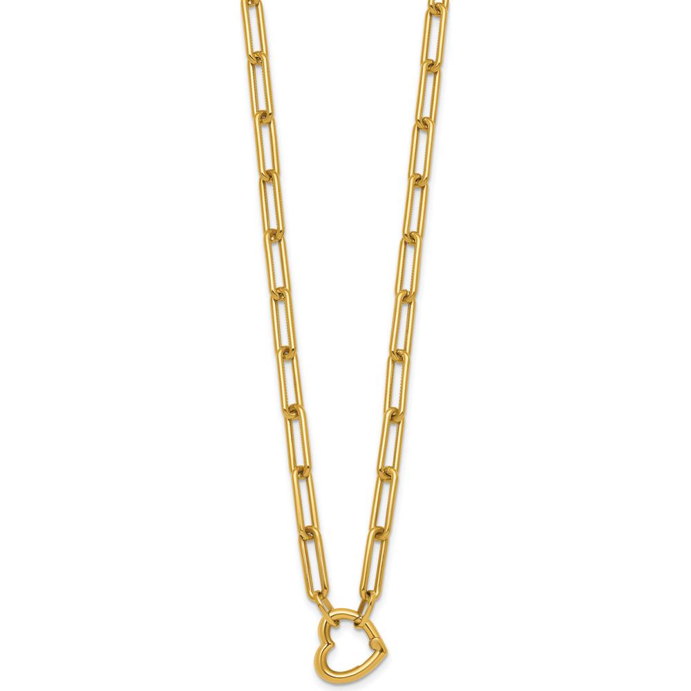 14K Yellow Gold Polished Heart Clasp 17.5" Paperclip Chain Necklace by 0