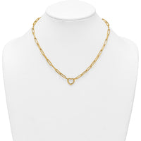 14K Yellow Gold Polished Heart Clasp 17.5" Paperclip Chain Necklace by 0