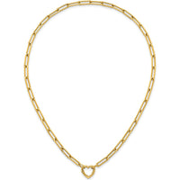 14K Yellow Gold Polished Heart Clasp 17.5" Paperclip Chain Necklace by 0