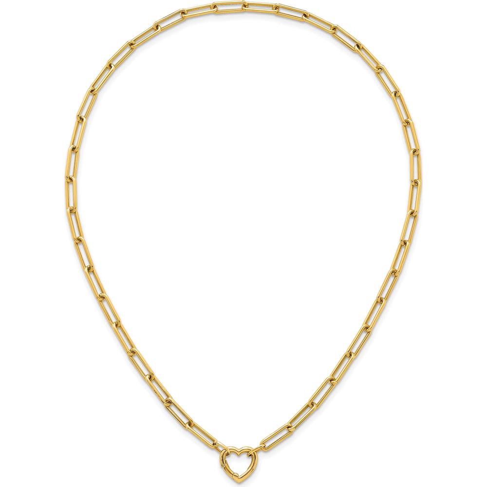 14K Yellow Gold Polished Heart Clasp 17.5" Paperclip Chain Necklace by 0